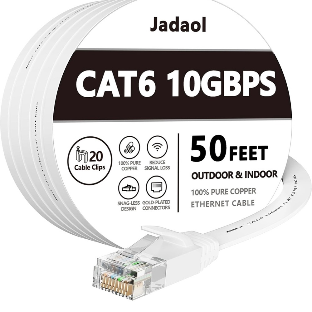 White CAT6 Ethernet Cable 50 Feet